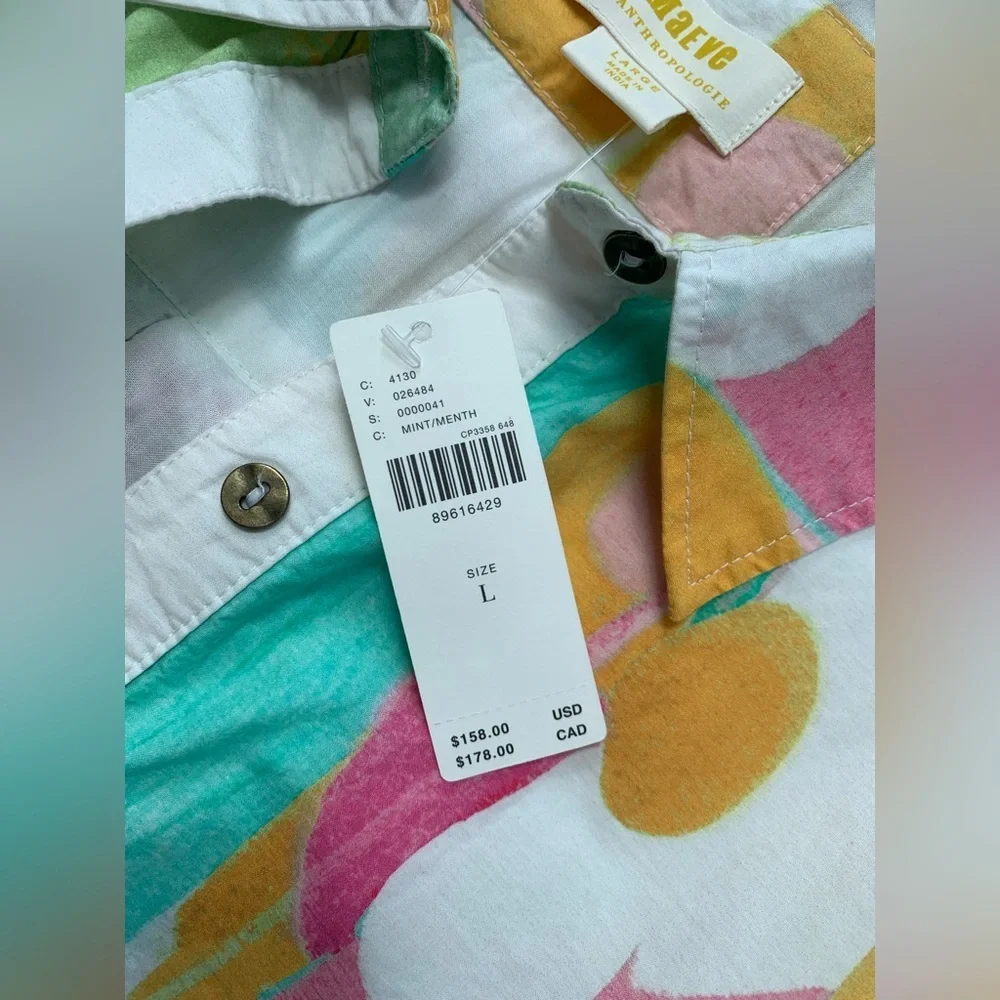 Anthropologie NWT Size L The Lillian Cap-Sleeve Button-Front Midi Dress by Maeve - Picture 6 of 13